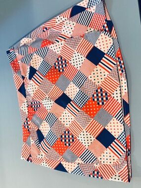 Kate Park Women’s Skorts Patchwork Red/White/Blue Sz Large Pull Up